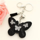 Crystal Butterfly Pendant Animal Keychain Wholesale Silver Plated Key Chain Ring Holder Women Bag