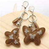 Crystal Butterfly Pendant Animal Keychain Wholesale Silver Plated Key Chain Ring Holder Women Bag