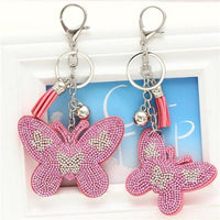 Crystal Butterfly Pendant Animal Keychain Wholesale Silver Plated Key Chain Ring Holder Women Bag