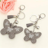 Crystal Butterfly Pendant Animal Keychain Wholesale Silver Plated Key Chain Ring Holder Women Bag