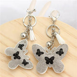 Crystal Butterfly Pendant Animal Keychain Wholesale Silver Plated Key Chain Ring Holder Women Bag