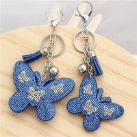 Crystal Butterfly Pendant Animal Keychain Wholesale Silver Plated Key Chain Ring Holder Women Bag