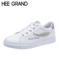 HEE GRAND 2018 Women Solid PU Leather Women Spring Casual Shoes Lace-up Flats Comfortable Women Shoes XWD6437