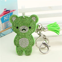 ZOSHI 2019 Fashion Car Play Full Crystal Rhinestone Bear Key Chain Silver Plated Chain Keychain Bag Car Hanging Pendant Jewelry