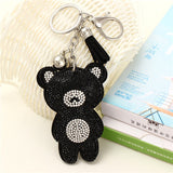 ZOSHI 2019 Fashion Car Play Full Crystal Rhinestone Bear Key Chain Silver Plated Chain Keychain Bag Car Hanging Pendant Jewelry