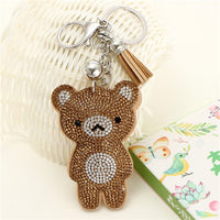 ZOSHI 2019 Fashion Car Play Full Crystal Rhinestone Bear Key Chain Silver Plated Chain Keychain Bag Car Hanging Pendant Jewelry