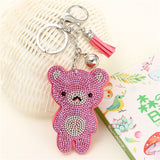 ZOSHI 2019 Fashion Car Play Full Crystal Rhinestone Bear Key Chain Silver Plated Chain Keychain Bag Car Hanging Pendant Jewelry