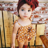 Summer floral cotton newborn baby girl romper Lace up bow tie infant overall jumpsuit Casual cute strap kids clothing outfit