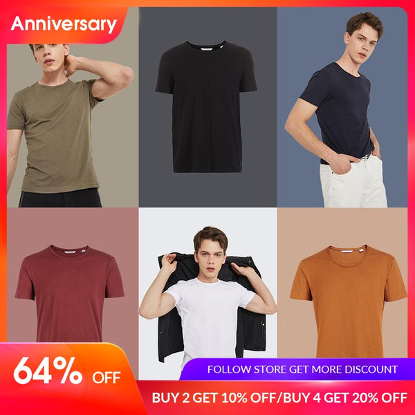 JackJones 2019 Brand New Men's Cotton T shirt Solid Colors T-Shirt Top Fashion tshirt men's Tee More Colors 3XL 2181T4517